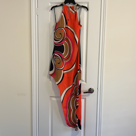 Marciano Orange Swirl Halter Dress - Picture 2 of 2